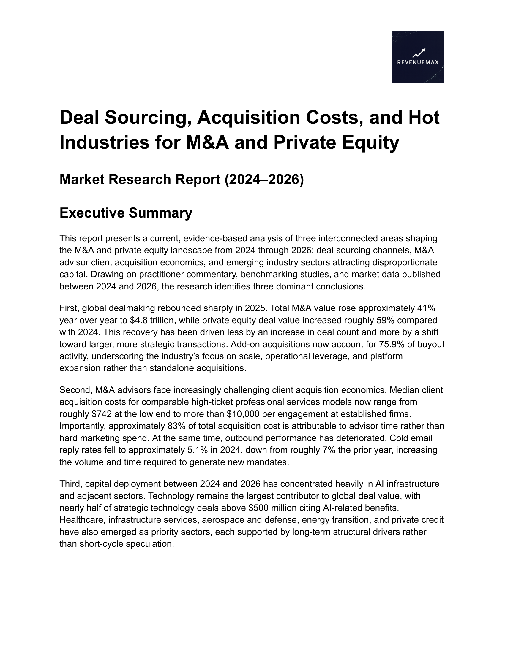 2026 Deal Sourcing & Spend Benchmark Report